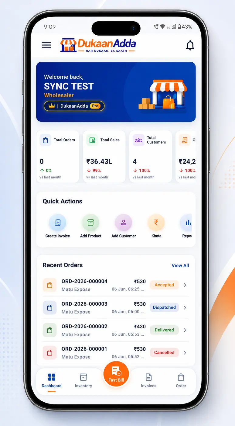 DukaanAdda mobile dashboard screen