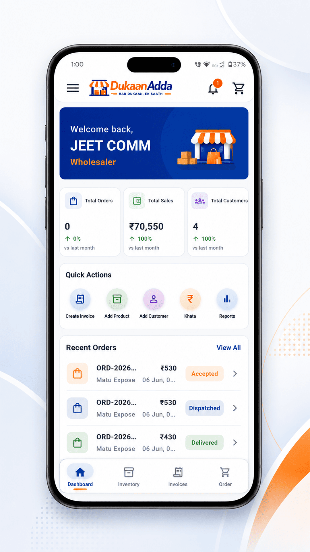 DukaanAdda mobile dashboard screen